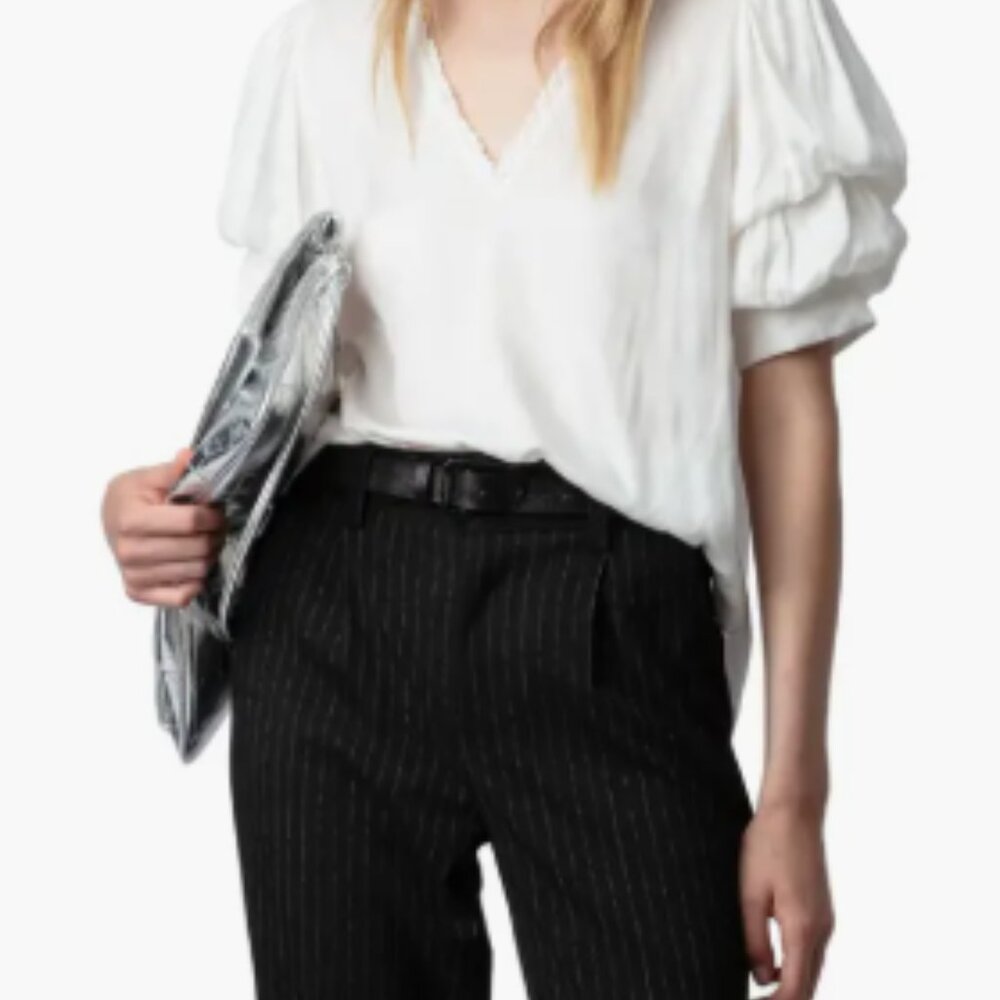 NWT ZADIG & VOLTAIRE TASTE SATIN BLOUSE | LARGE - Picture 2 of 10